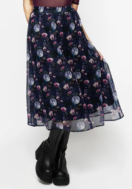 Affordable Fashion Clothing For Women Socordia Floral Moon Chiffon Midi Skirt