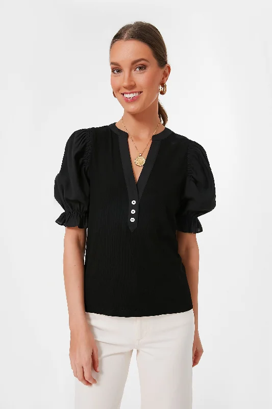 Casual Clothing For Women Black Livia Puff Sleeve Top