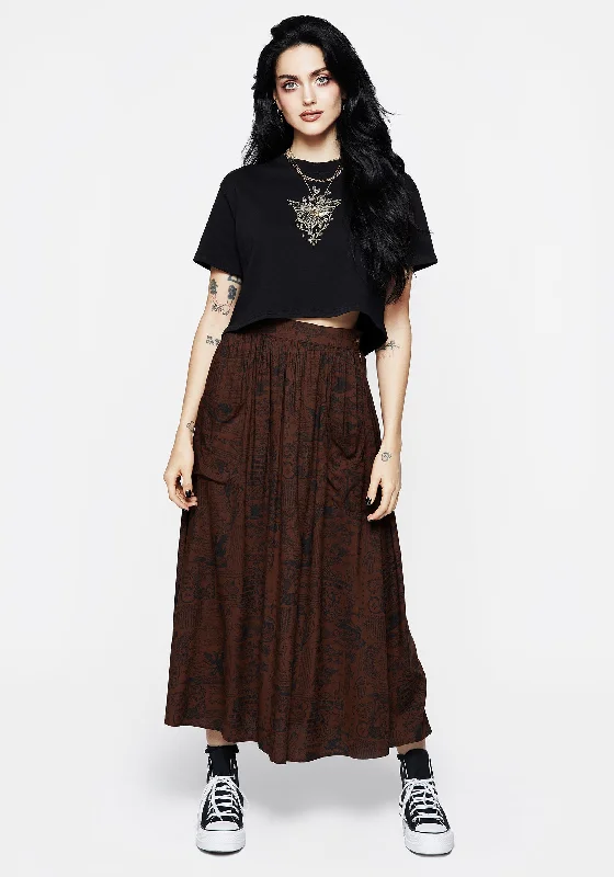 Women's Trendy Garments Daemonologie Woodcut Print Midaxi Skirt