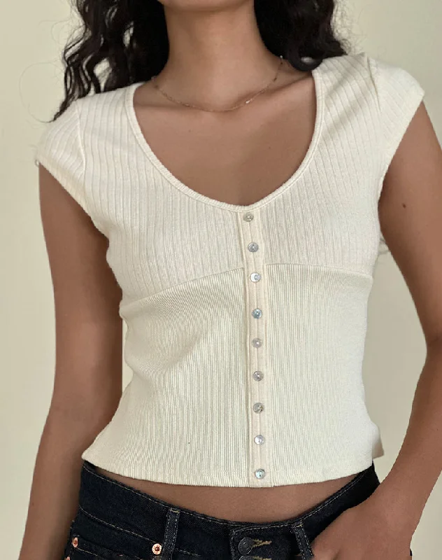 Women's Athletic Clothes Dawira Button Through Top in Ivory