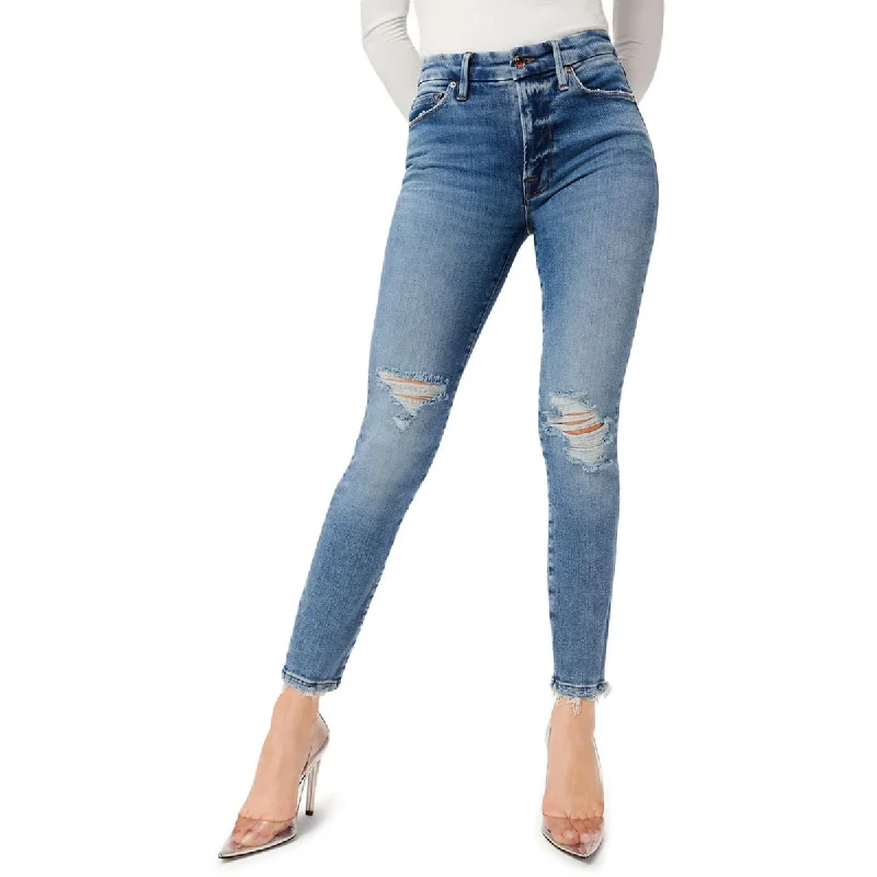 Women's Casual Wear Outfit Womens Cropped Distressed Skinny Jeans