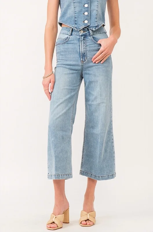 Women's Office Attire Aubrey Super Soft Wide Leg Cropped Jean In Chambray