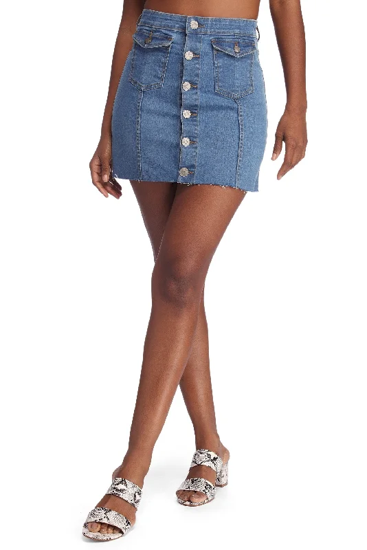 Casual Clothes For Women Button Up Jean Skirt