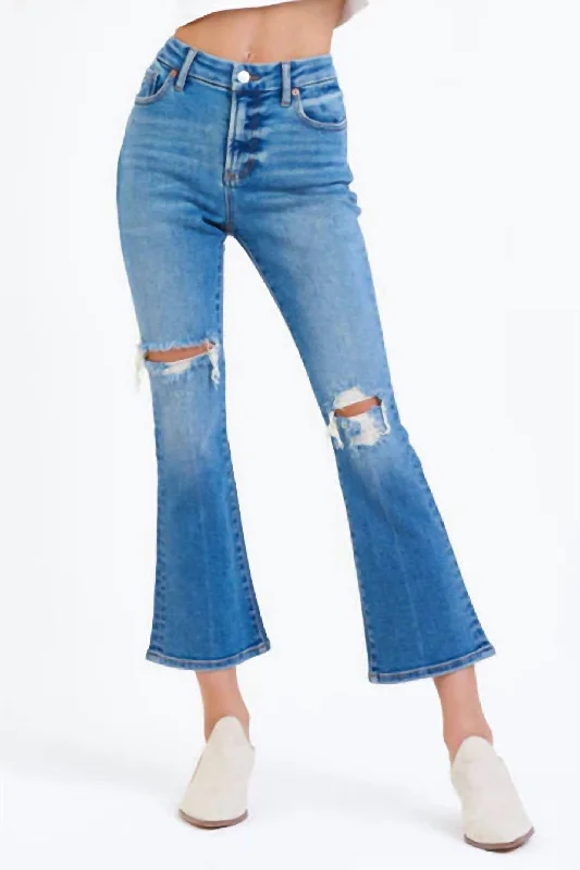 Women's Travel Outfit Set Jenna High Rise Cropped Flare Jeans In Golden Gate