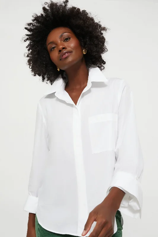 Comfortable Women's Clothing White Boyfriend Shirt