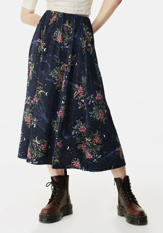 Women's Professional Garments Cleome Floral Spiderweb Velour Midi Skirt