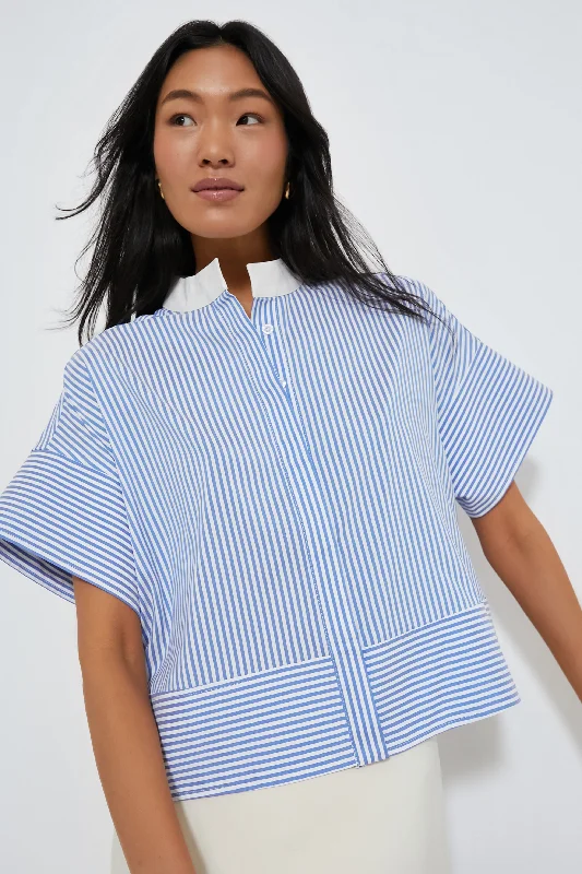 Women's Night-Out Outfit Blue Stripe Sofia Shirt