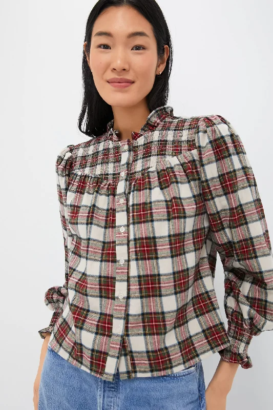 Women's Clothing And Garments Sets Exclusive Ivory Plaid Nicole Shirt