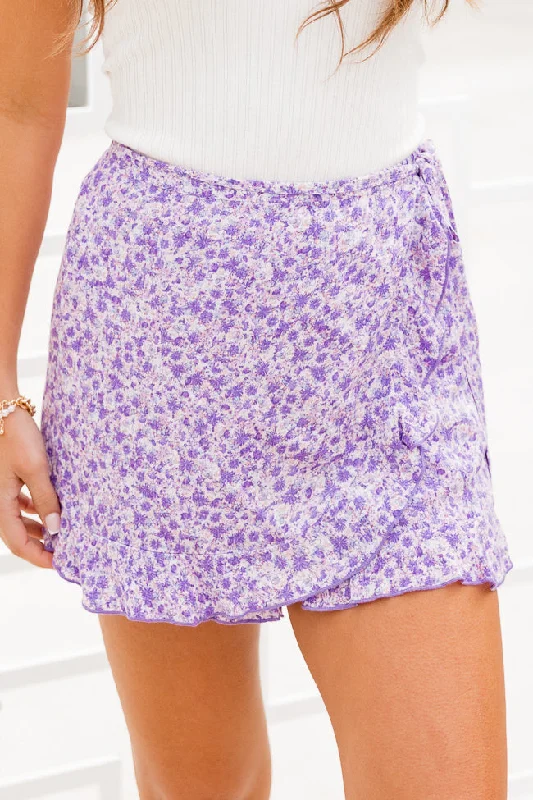 Women's Luxury Apparel Garden Walls Lavender Floral Skort