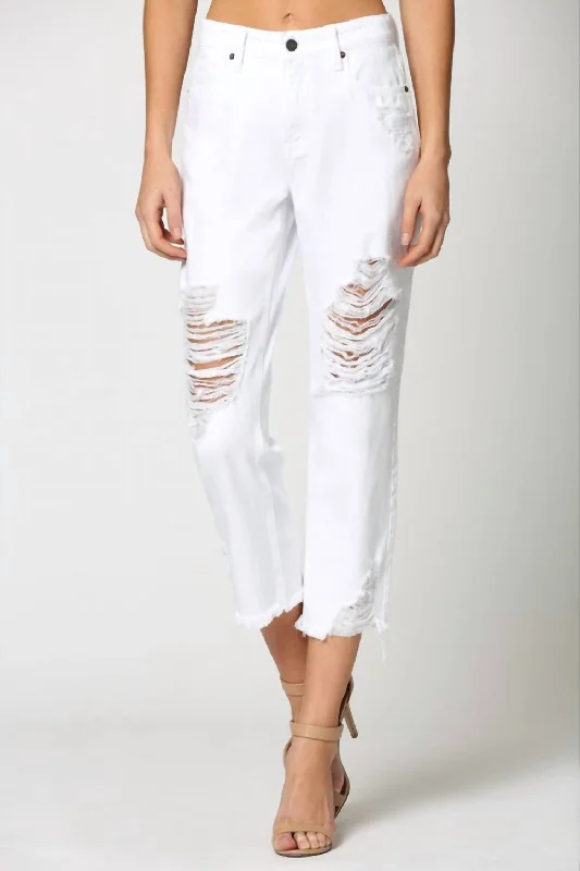 Vintage-Inspired Women's Clothes High-Rise Bailey Boyfriend Jeans In White