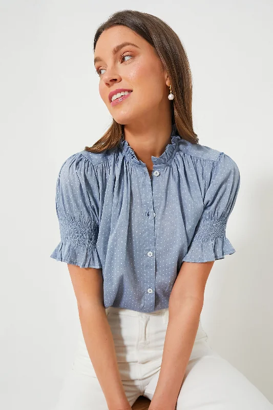 Women's Outerwear Apparel Chambray Polka Dot Marnie Top