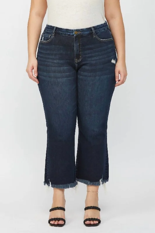 Women's Vintage Attire Curvy High Rise Crop Flare Jeans In Dark Wash