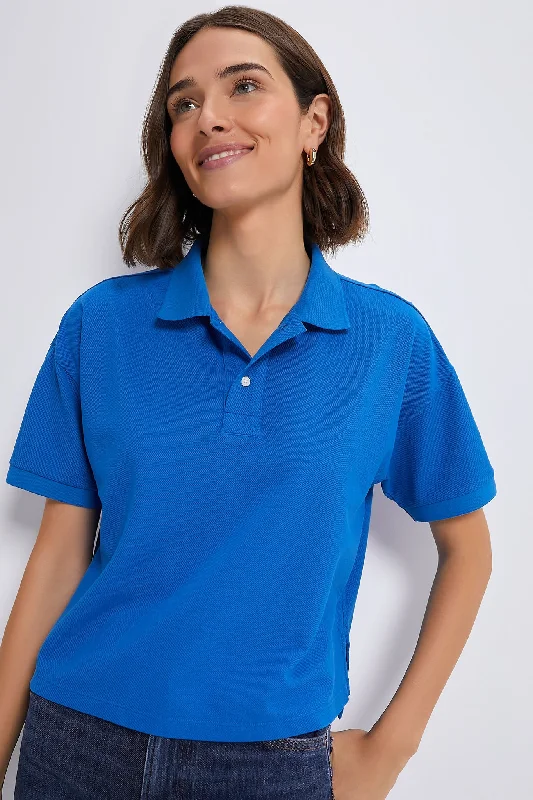 Women's Trendy Casual Clothes Blue Pique Holmes Boyfriend Polo