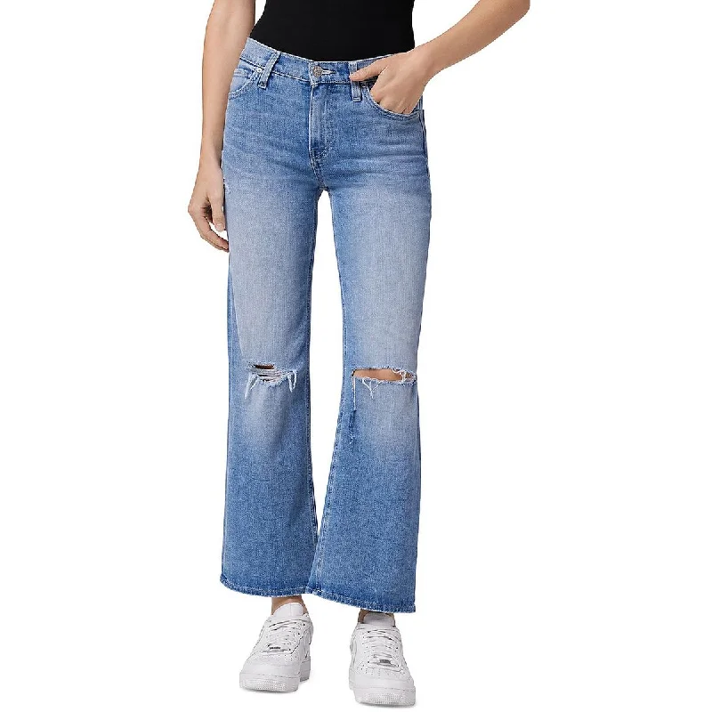 Women's Workout Garments Womens Distressed High Rise Wide Leg Jeans