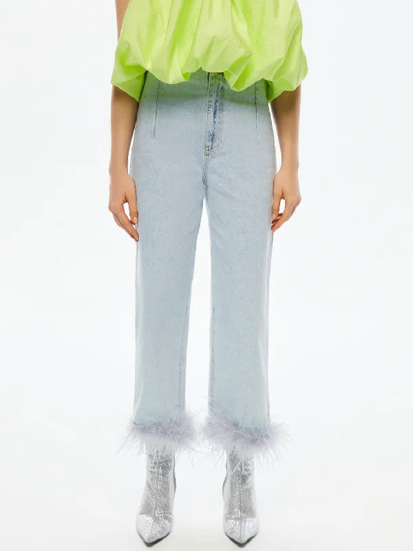 Women's Outfit For The Office Feather Boa Jeans