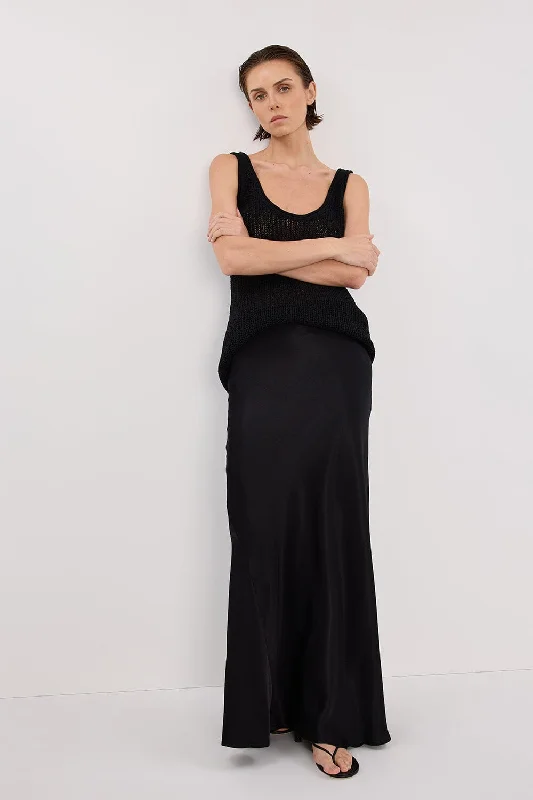 Women's Formal Event Clothing CHARLI BLACK SATIN MAXI SKIRT