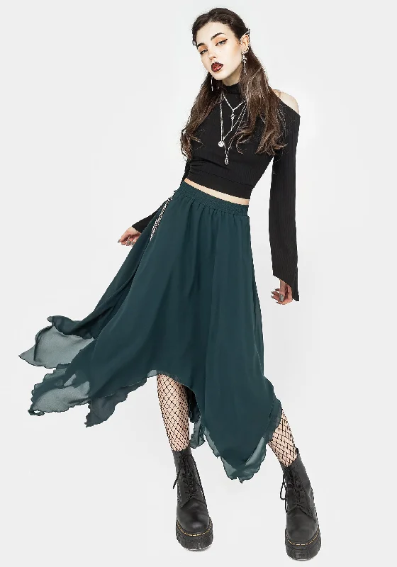 Women's Professional Garments Levitate Chain Detail Midi Skirt - Green