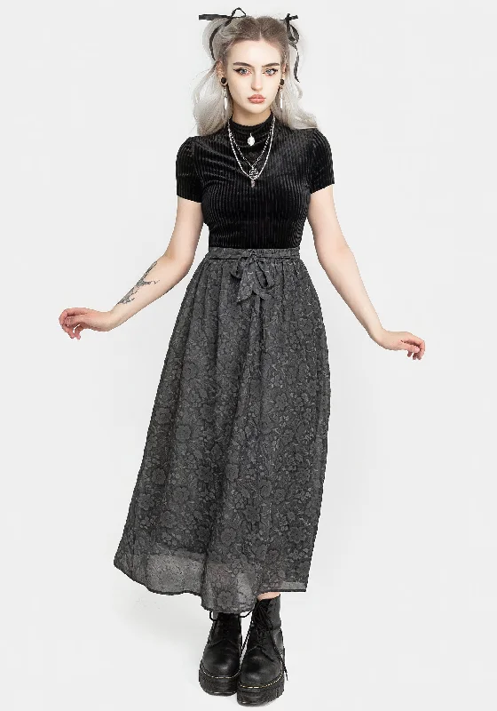 Women's Vintage Attire Revival Floral Mesh Layered Midi Skirt