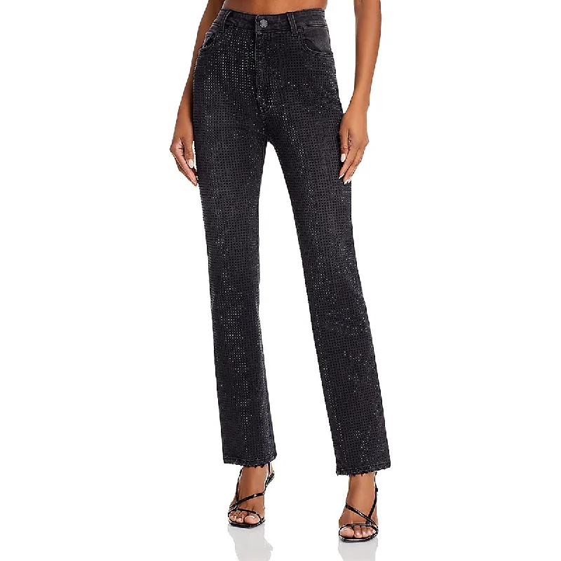 Chic Women's Attire Womens High Rise Emellished Ankle Jeans