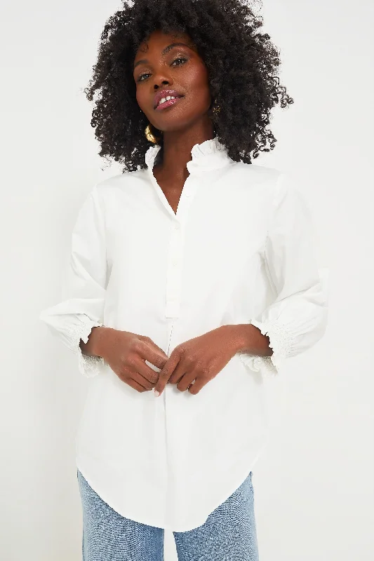 Women's Comfortable Lounge Attire White Teagan Popover Top