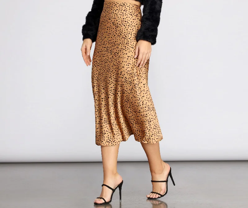 Women's Loungewear Clothes Spotted Flare Midi Skirt