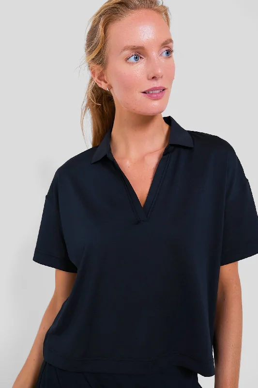 Women's Transitional Apparel Black Cropped Caroline Polo