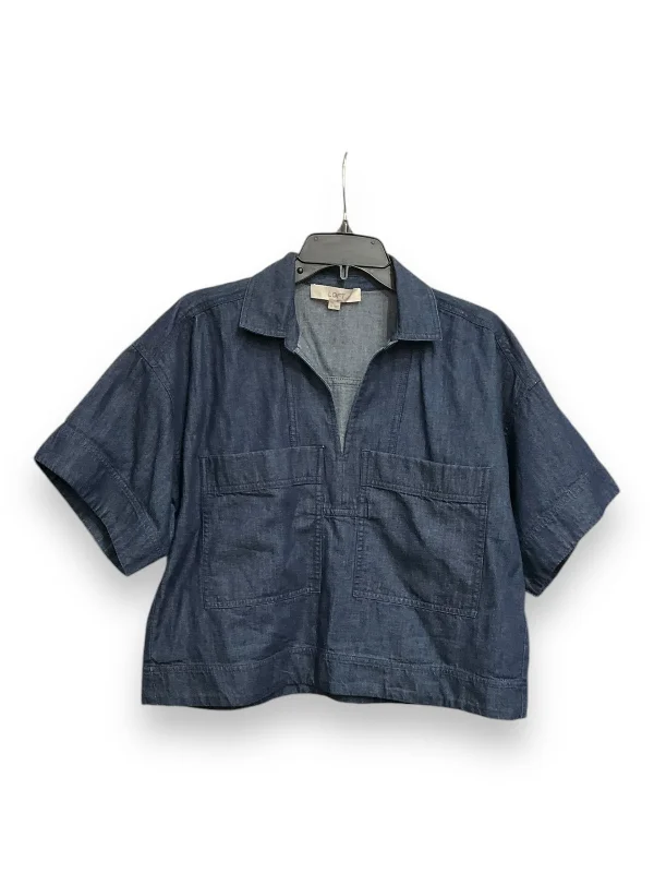 Top Short Sleeve By Loft In Blue Denim, Size: S