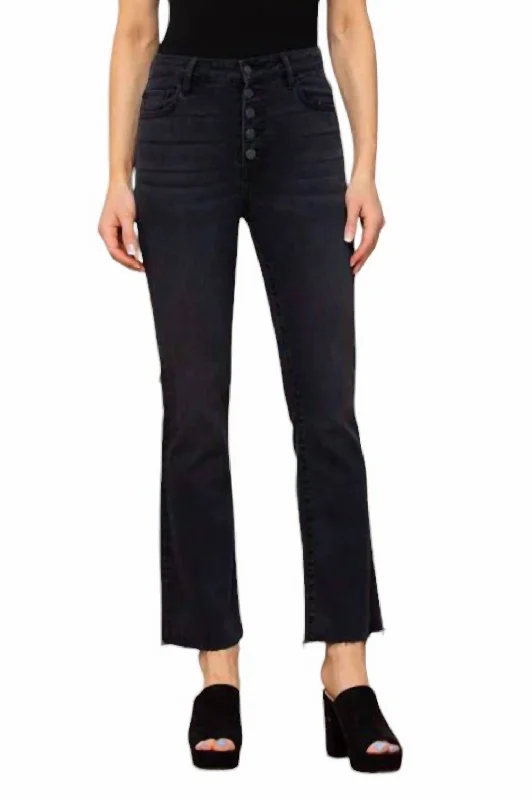 Women's Professional Attire High Rise Basic Cropped Flare Jeans In Black