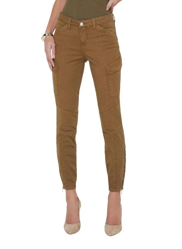 Luxury Women's Clothes Patton Skinny Cargo Jean In Brown Olive