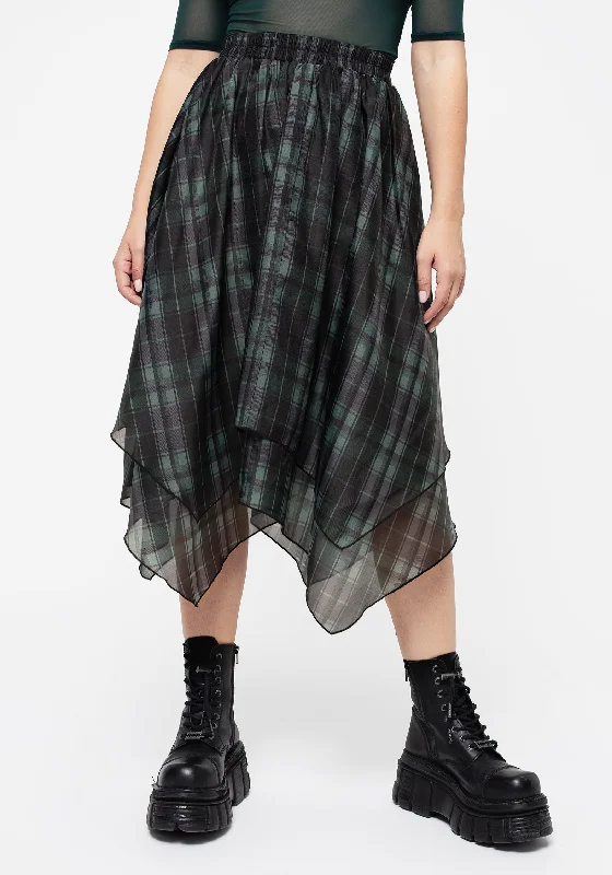 Women's Everyday Clothes Checkmate Layered Organza Handkerchief Hem Skirt