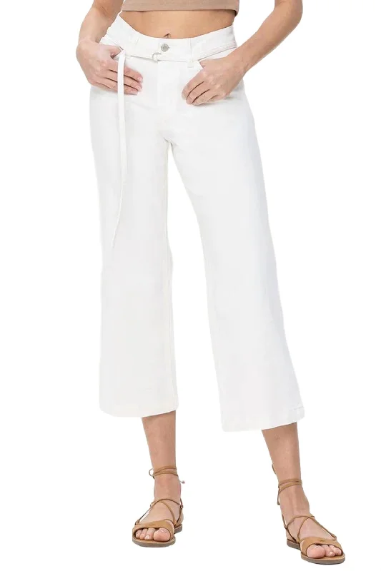 Women's High-End Clothing High Rise Crop Wide Leg Jean In Creamy White