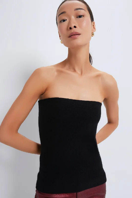 Women's Clothing Apparel Black Cashmere Tube Top