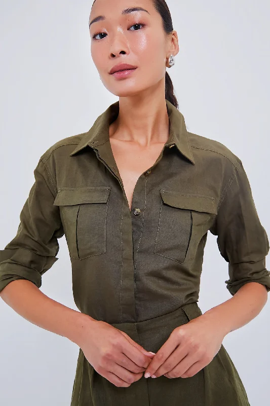 Women's Resort Apparel Army Green Steele Shirt