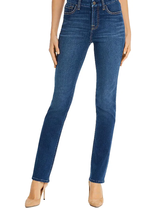 Women's Outerwear Attire Womens Mid-Rise Denim Straight Leg Jeans