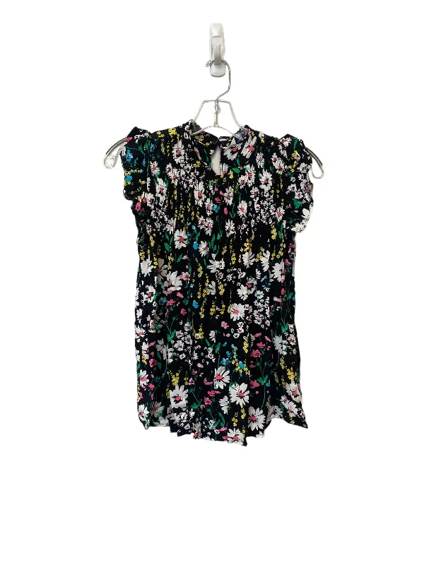 Floral Print Top Short Sleeve Crown And Ivy, Size M