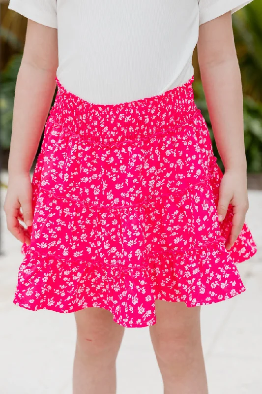 Charming Women's Garments Kid's Through The Garden Hot Pink Floral Mini Skort