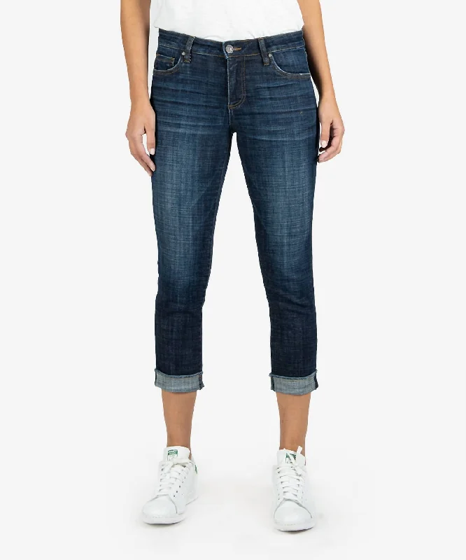 Women's Holiday Clothing Amy Crop Straight Leg With Roll Up Fray Hem Jean In Acknowledging Wash