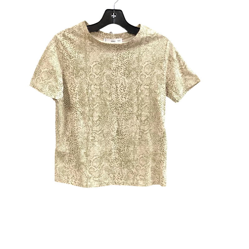 Top Short Sleeve By Mango In Cream & Green, Size: Xs