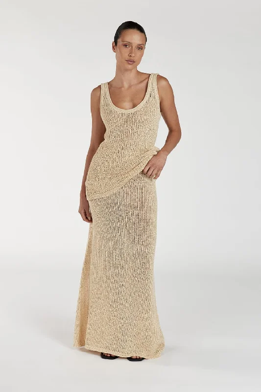 Women's Evening Garments MARGOT WHEAT CROCHET MIDI SKIRT