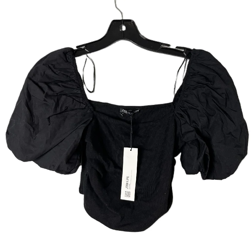 Top Short Sleeve By Zara In Black, Size: L