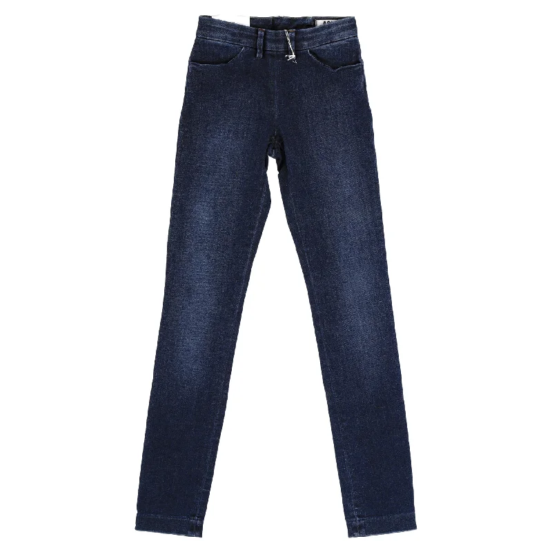 Women's High-Fashion Clothes Acne Studios Back Zipped Straight-Leg Jeans in Blue Cotton Denim