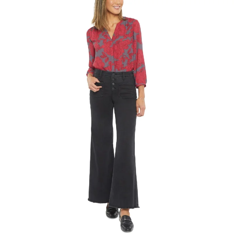 Women's Holiday Outfit Patchie Womens Ankle Button Fly Wide Leg Jeans