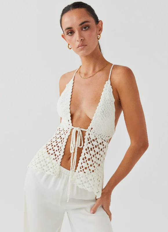 Women's Activewear Outfit Into You Crochet Tie Top - Ivory