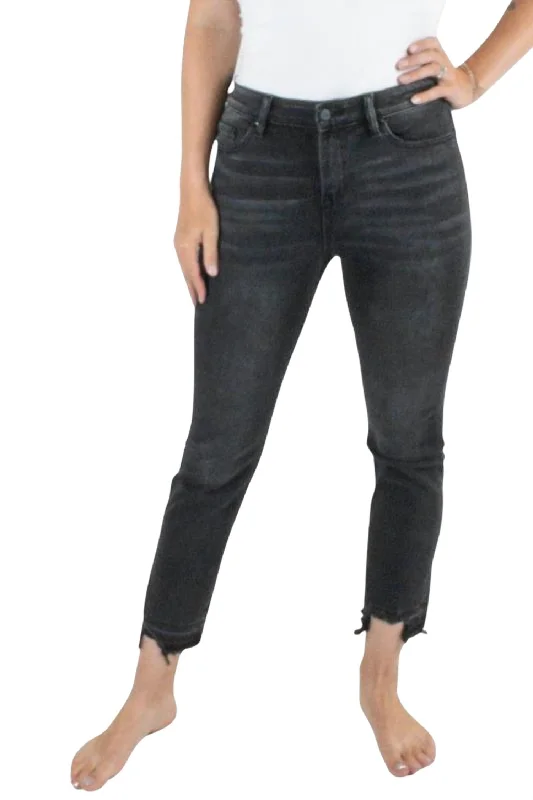 Women's Plus-Size Attire High Rise Straight Leg Jeans In Washed Black