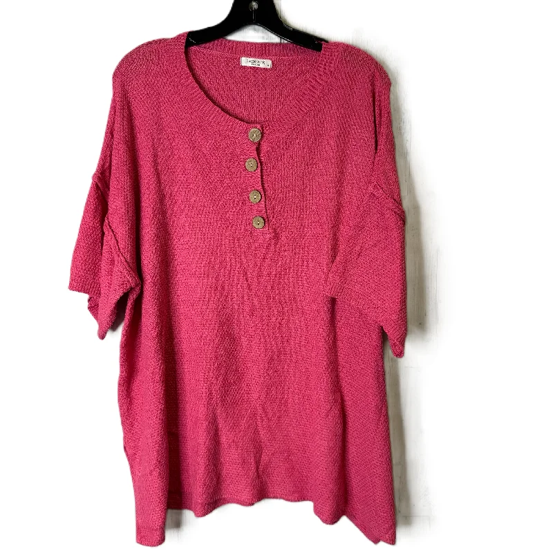 Sweater Short Sleeve By Ekouaer In Pink, Size: Xl