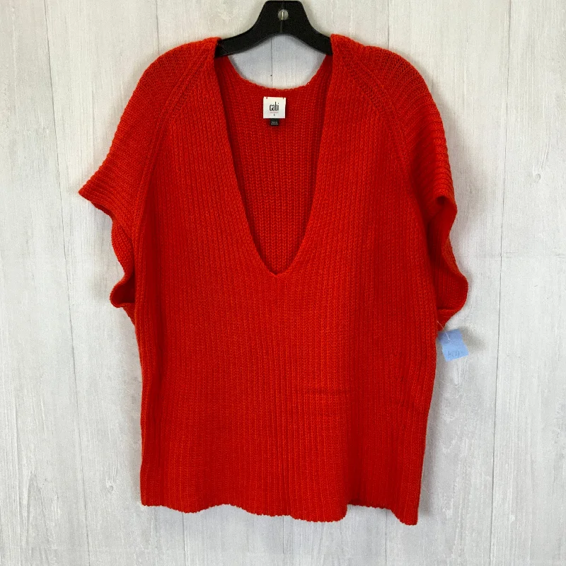 Sweater Short Sleeve By Cabi In Orange, Size: S