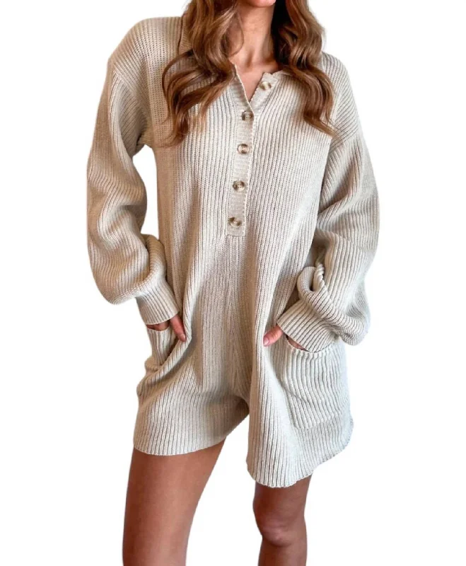 Women's Activewear Garments Cozy For Fall Romper In Cream