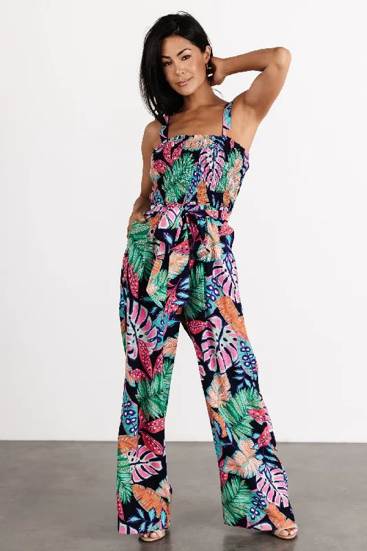 Comfortable Women's Clothes Barbados Tank Jumpsuit | Navy Print