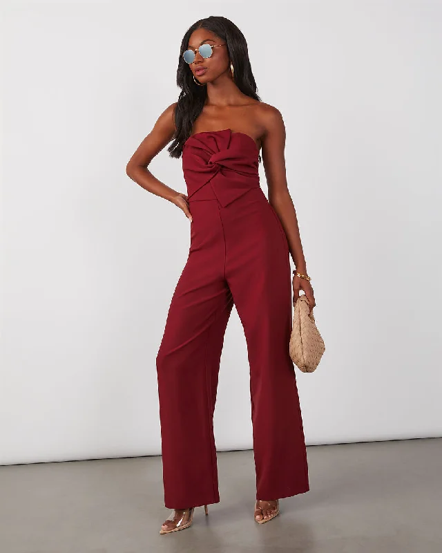 Formal Attire For Women Sugarplum Strapless Wide Leg Jumpsuit