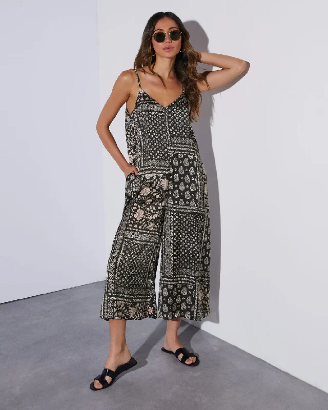 Women's Comfortable Lounge Outfit Rhapsody Printed Pocketed Boho Jumpsuit